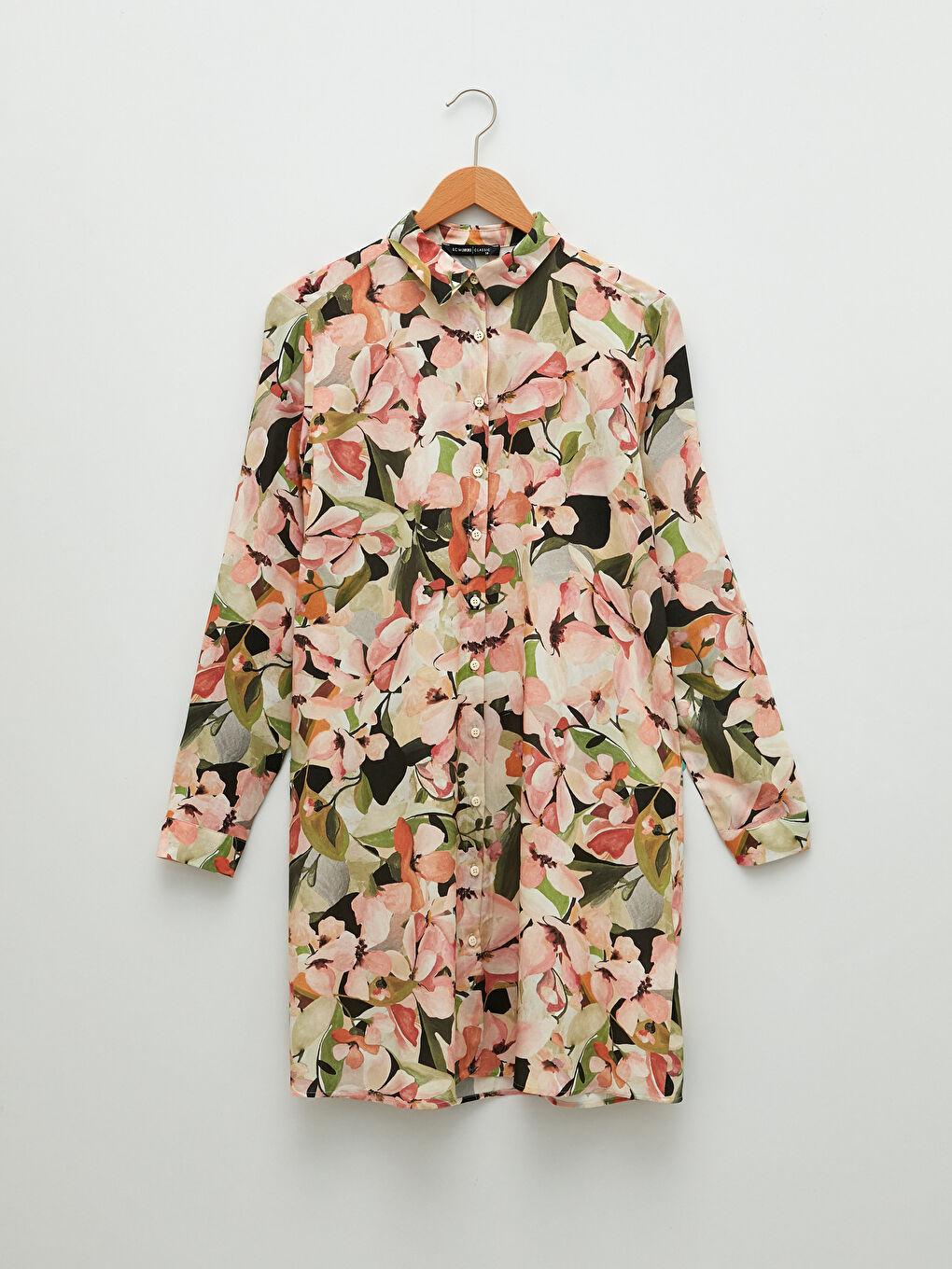 Цветна дълъг ръкав вискозна риза-туника за жени-5