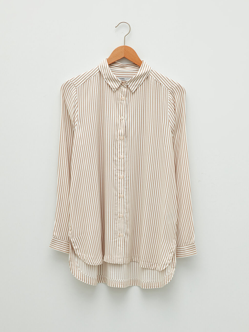 Chemise pour Femmes en Viscose à Rayures avec Fermeture à Boutons sur le Devant et Manches Longues-4