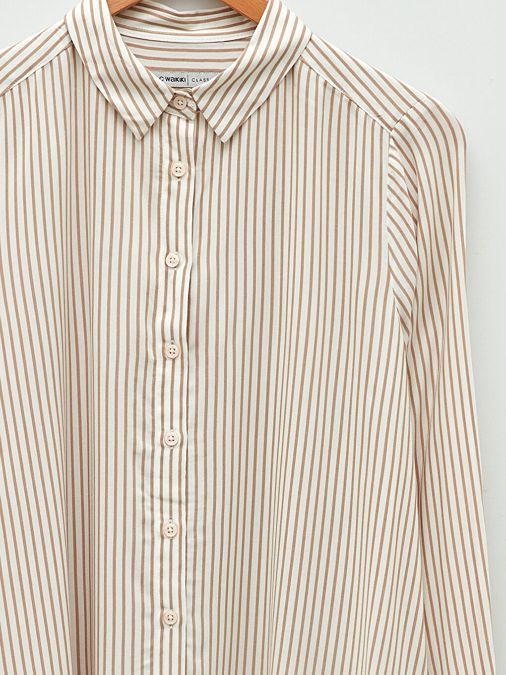 Chemise pour Femmes en Viscose à Rayures avec Fermeture à Boutons sur le Devant et Manches Longues-6