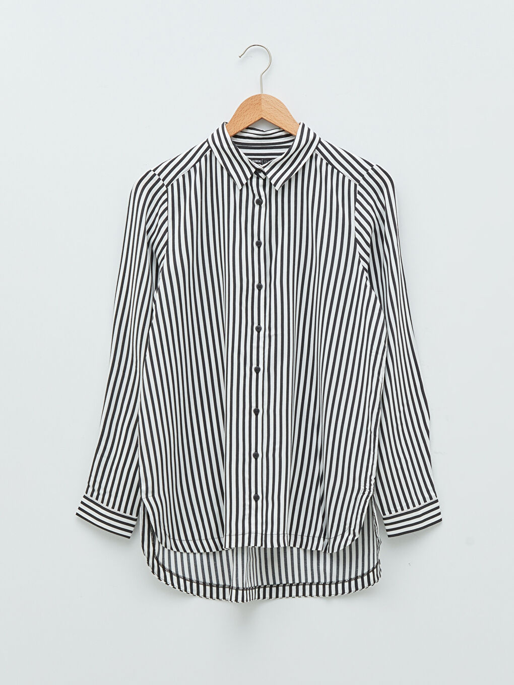 LCWAIKIKI Classic Front Button Closure Striped Long Sleeve Viscose Women's Shirt -S25972Z8-LEG