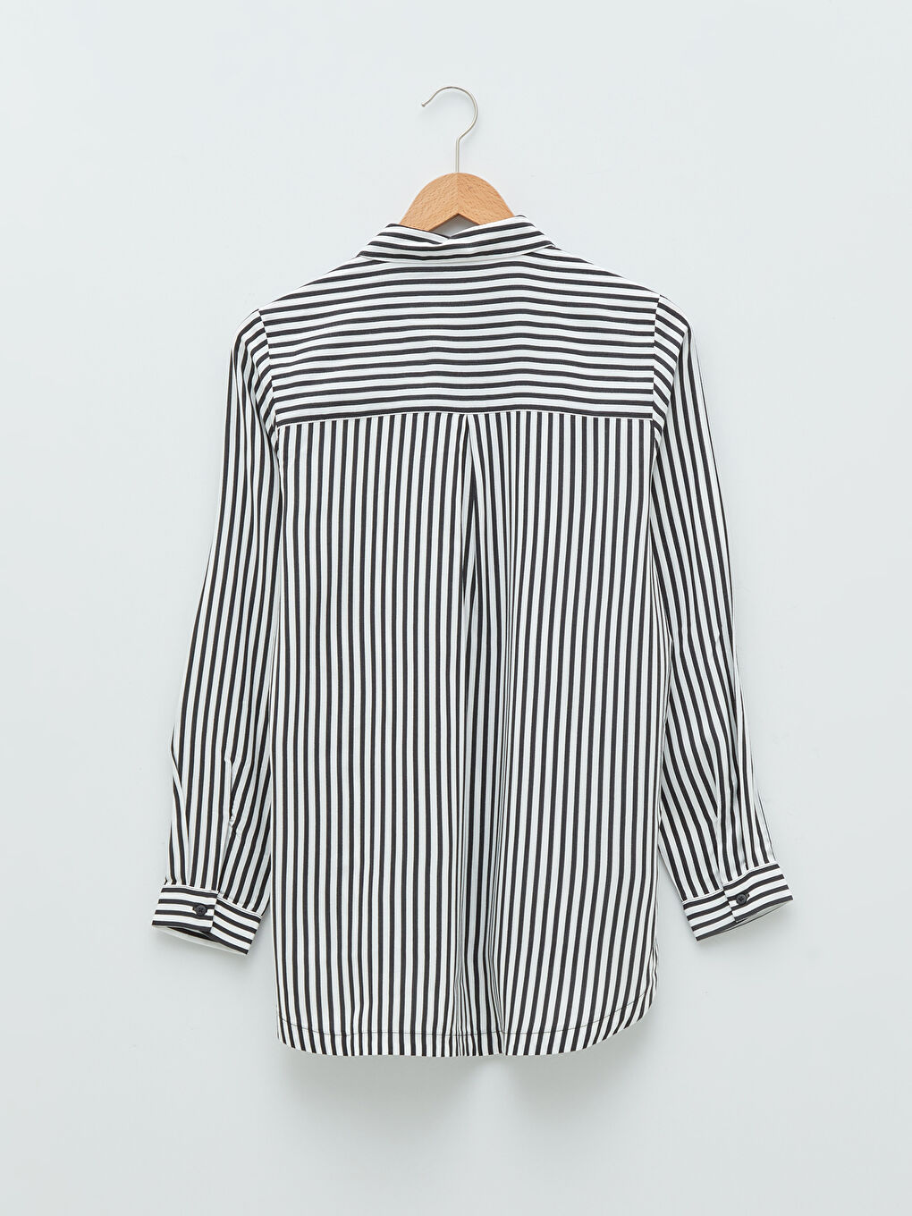 LCWAIKIKI Classic Front Button Closure Striped Long Sleeve Viscose Women's Shirt -S25972Z8-LEG