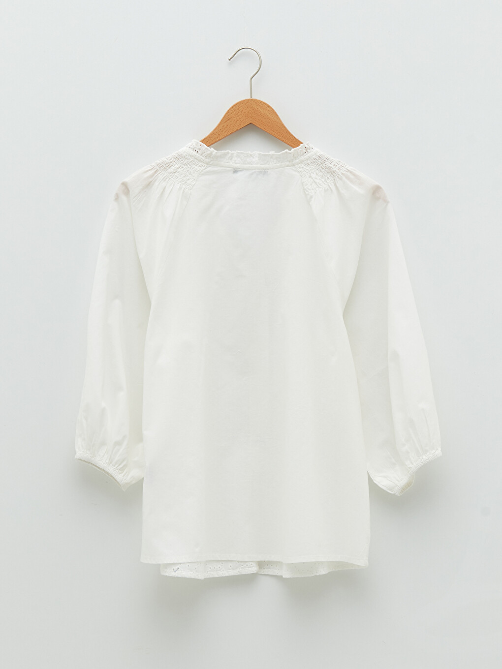Notch Neck Embroidered Poplin Women's Blouse-6