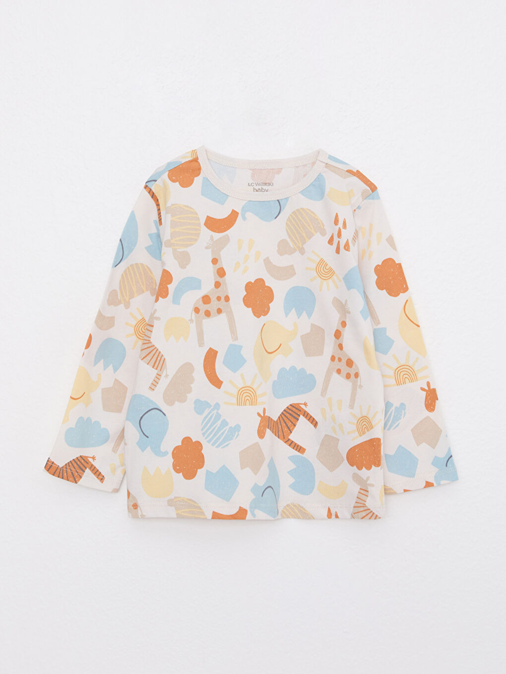 Crew Neck Long Sleeve Printed Cotton Baby Boy Pajamas Set-3