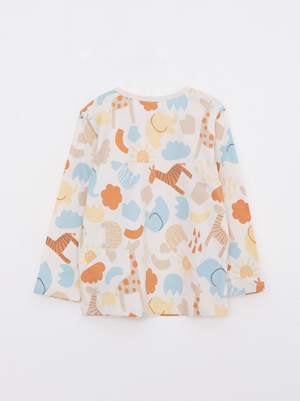 Crew Neck Long Sleeve Printed Cotton Baby Boy Pajamas Set-4