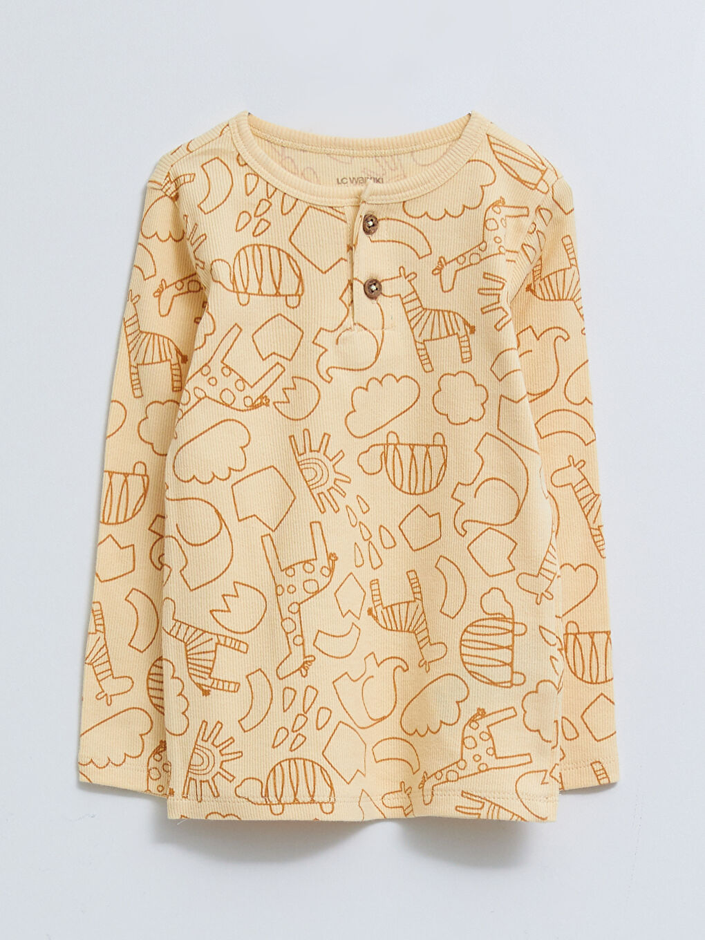 Crew Neck Long Sleeve Printed Cotton Baby Boy Pajama Set-1