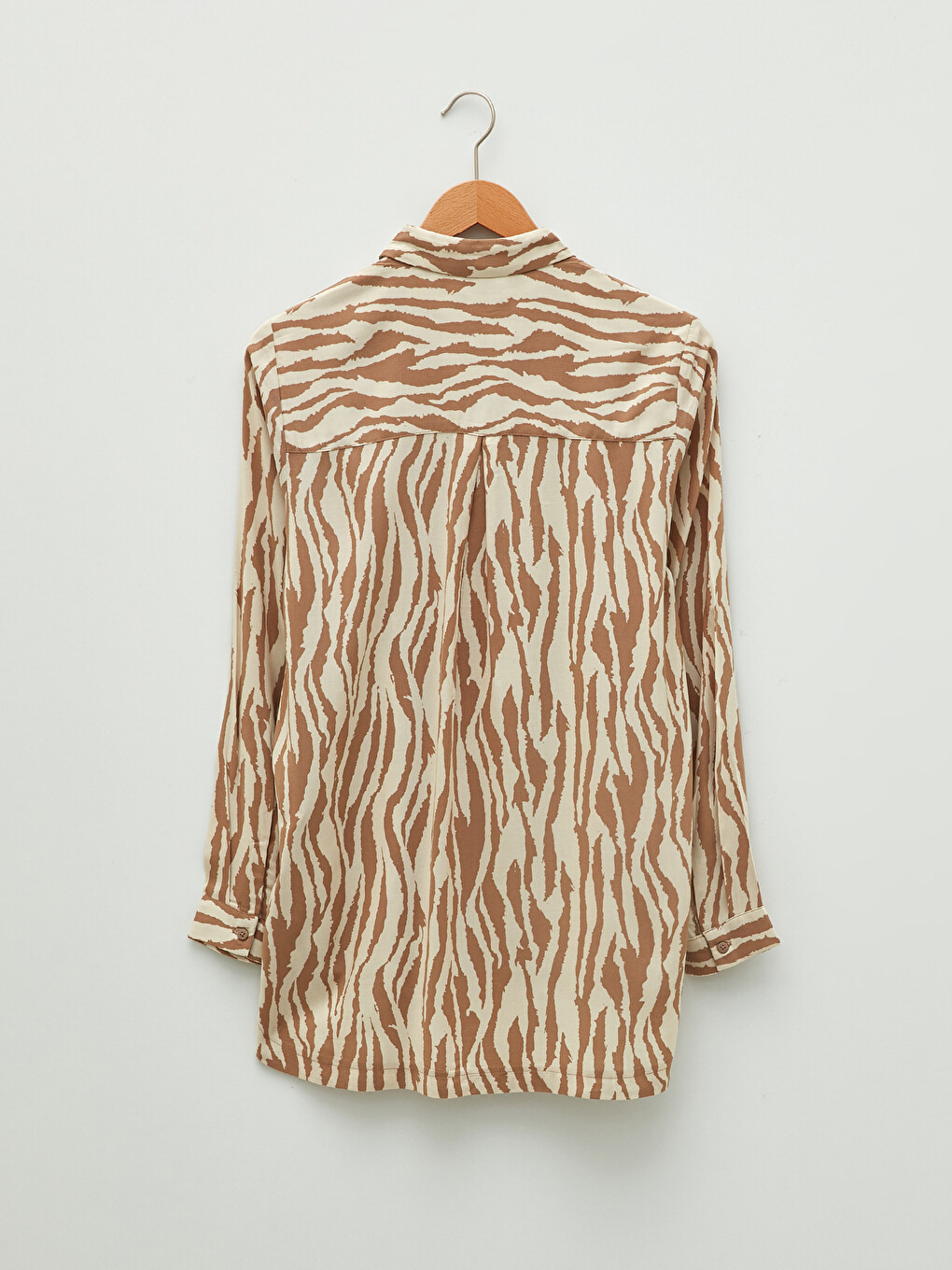 Front Button Closure Patterned Long Sleeve Viscose Women's Shirt-5