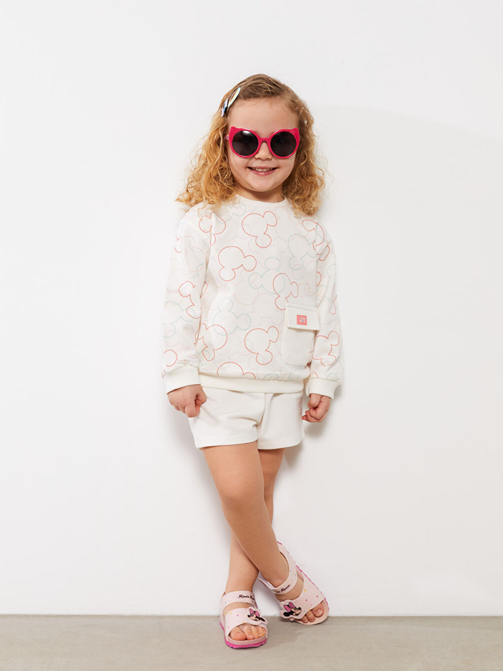 Ensemble Sweat-Shirt et Short Bébé Fille Imprimé Mickey Mouse Manches Longues Col Rond Lot de 2-1
