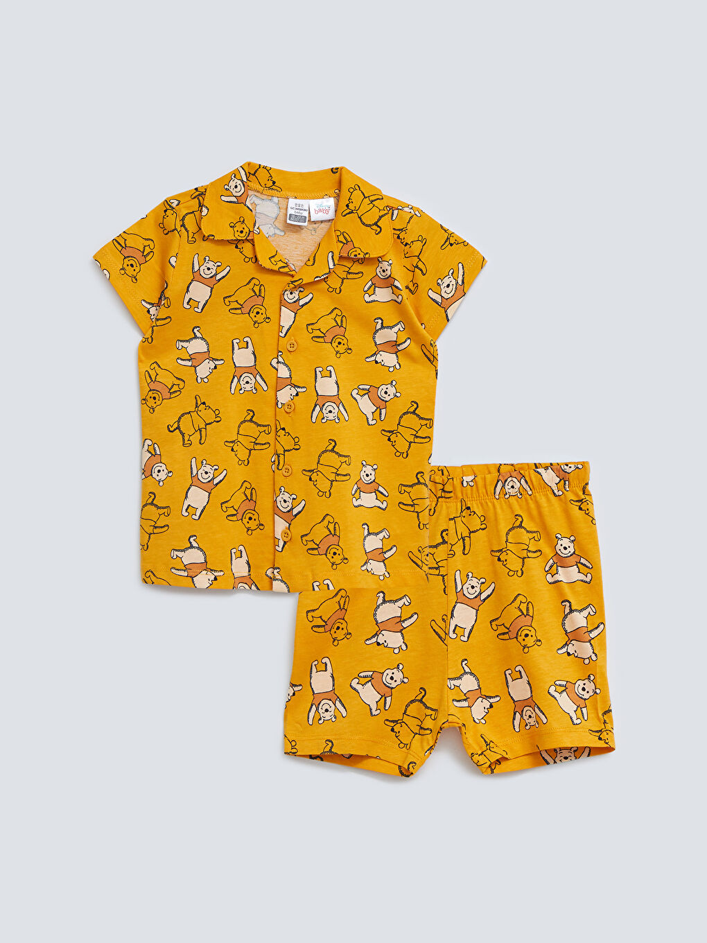 Ensemble de Pyjama Bébé Garçon en Coton Imprimé Winnie l'Ourson à Manches Courtes et Col Polo