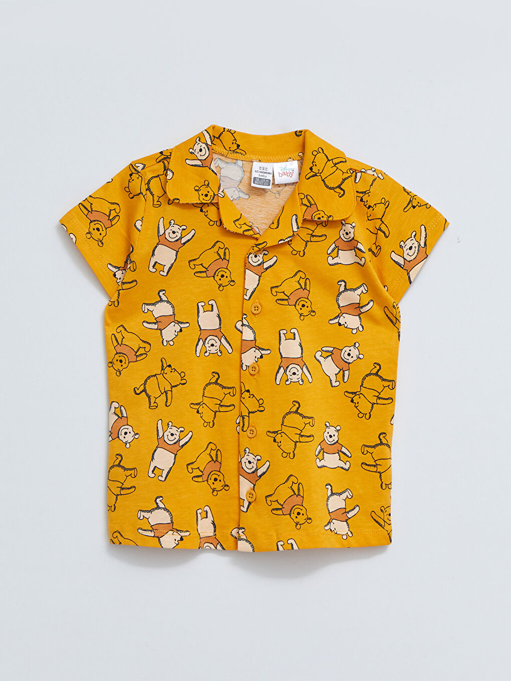 Ensemble de Pyjama Bébé Garçon en Coton Imprimé Winnie l'Ourson à Manches Courtes et Col Polo-1