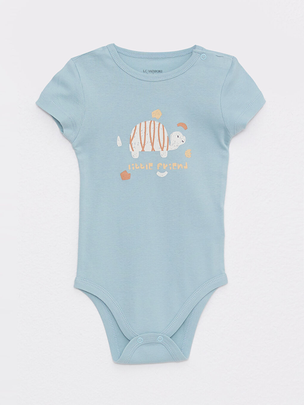 Crew Neck Short Sleeve Cotton Baby Boy Snap Body 3 Pieces-1