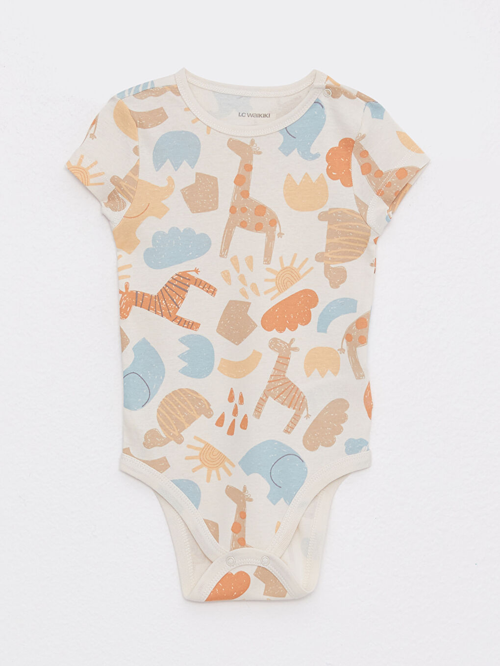 Crew Neck Short Sleeve Cotton Baby Boy Snap Body 3 Pieces-3