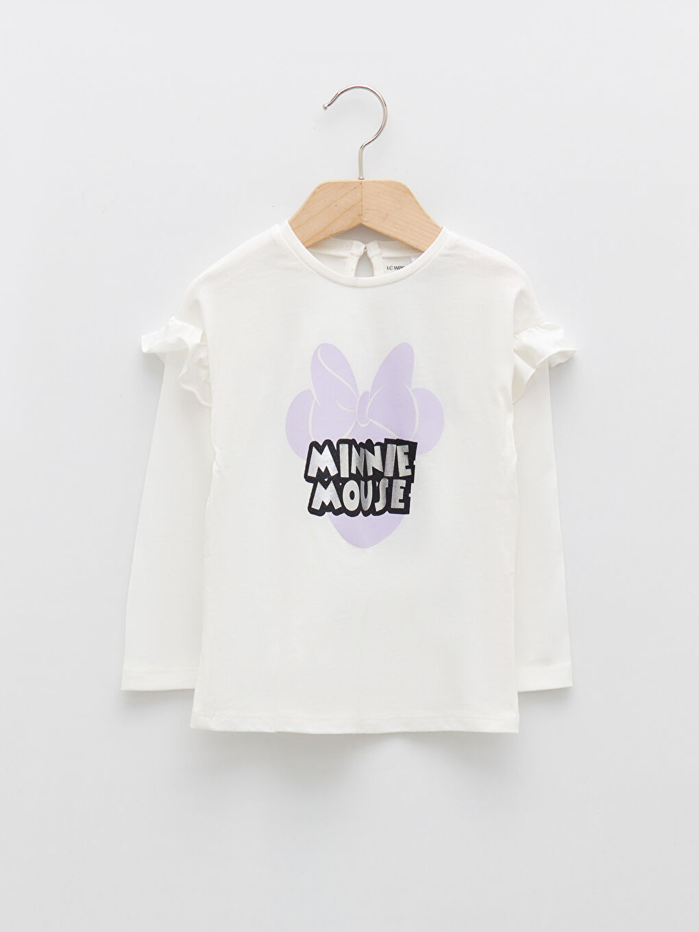 Ekru Bisiklet Yaka Uzun Kollu Minnie Mouse Baskılı Kız Bebek Sweatshirt-3