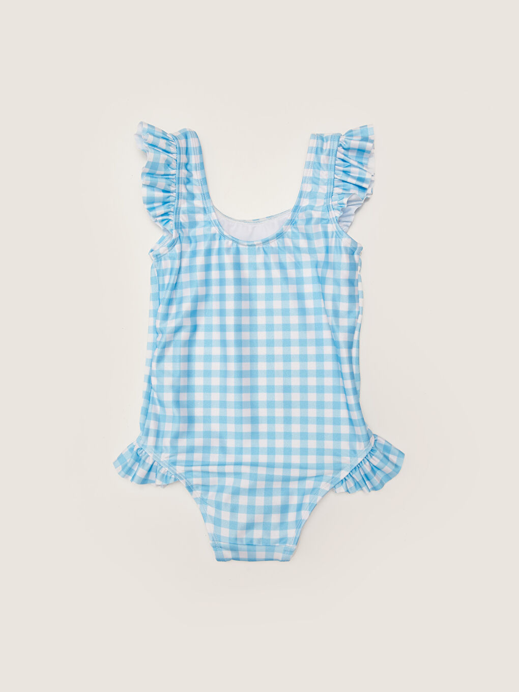 Mavi Minnie Mouse Baskılı Esnek Kumaştan Kız Bebek Mayo-1