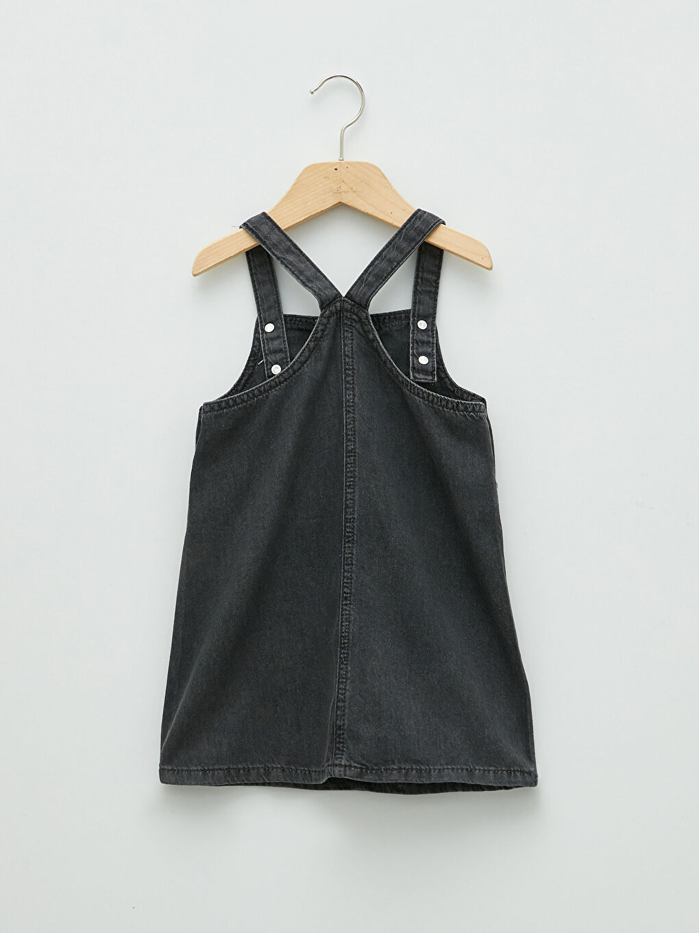 Gri Minnie Mouse Baskılı Pamuklu Kız Bebek Jean Elbise-1