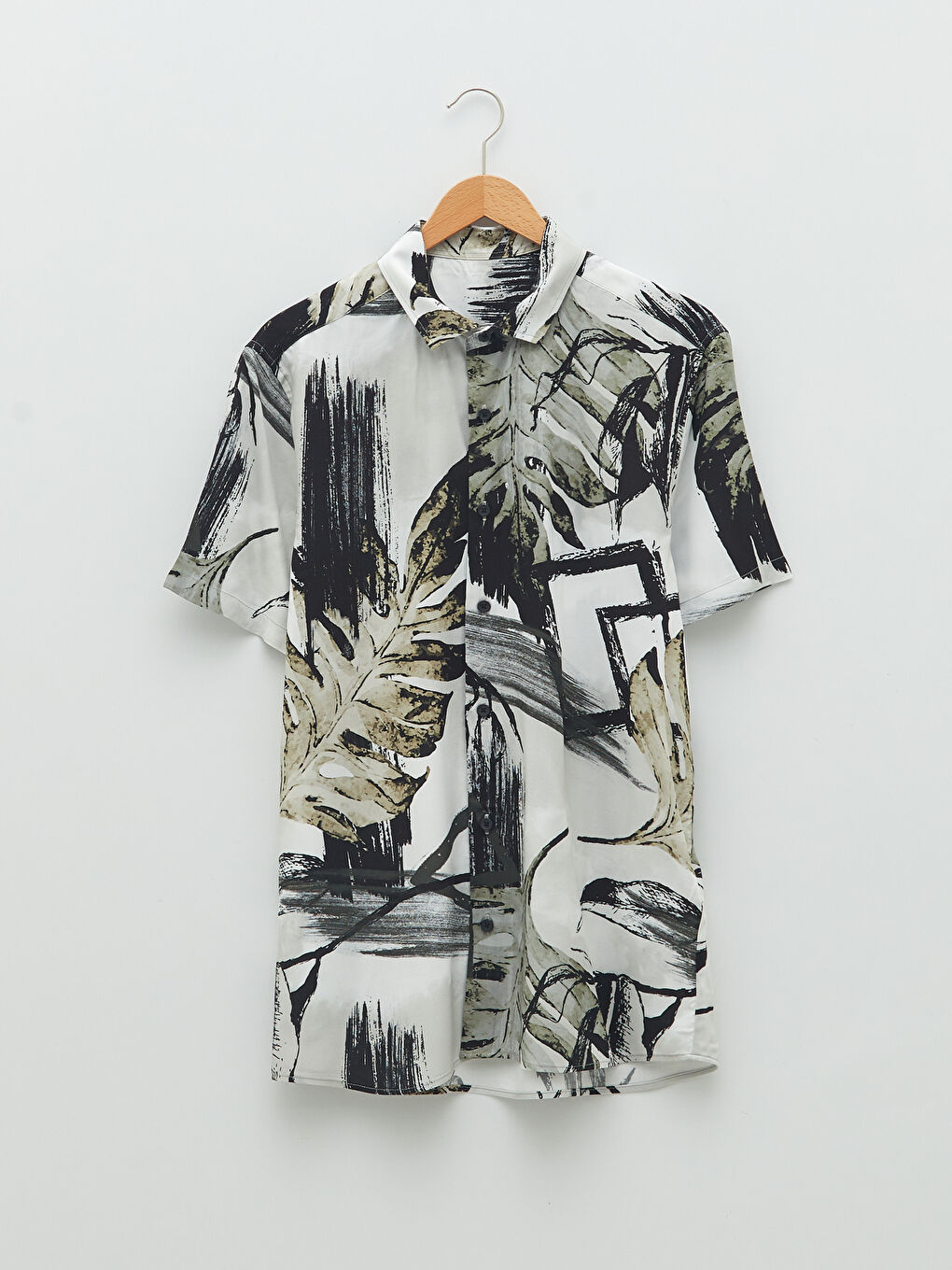 Haki Regular Fit Kısa Kollu Desenli Erkek Gömlek-5