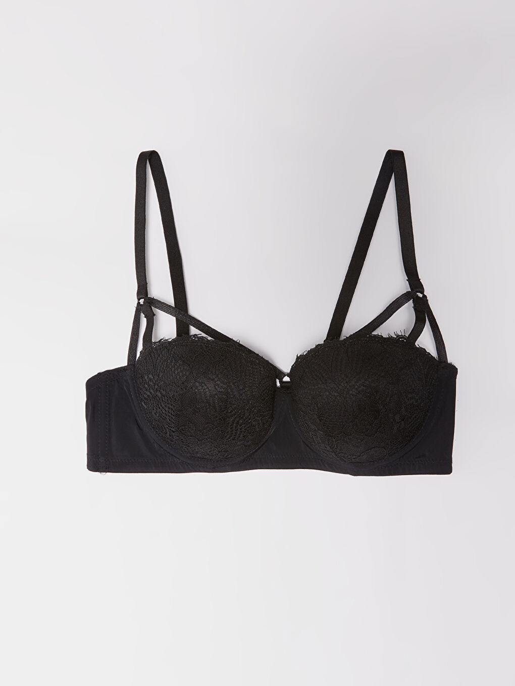 Siyah Balenli Dolgusuz Dantel Detaylı Fantezi Sütyen