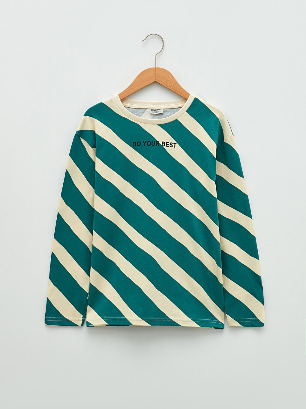 Crew Neck Striped Long Sleeve Cotton Boy T-Shirt-4