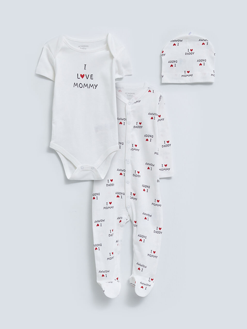 Crew Neck Printed Baby Girls' Hospital Outlet Set 3-pack