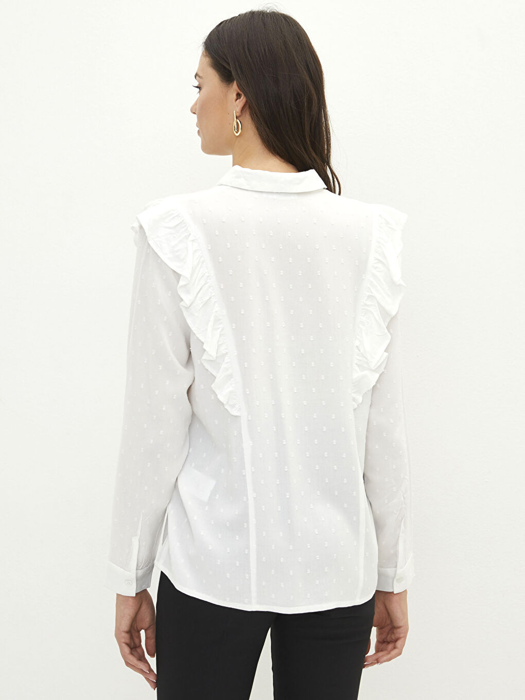 Chemise à Col de Chemise À Motifs Manches Longues pour Femmes en Viscose-4