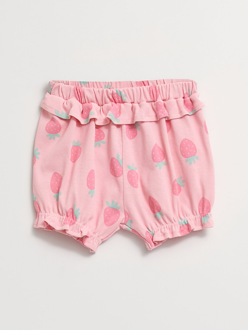 Pembe Bisiklet Yaka Kısa Kollu Baskılı Kız Bebek Çıtçıtlı Body ve Şort 2'li Takım-5