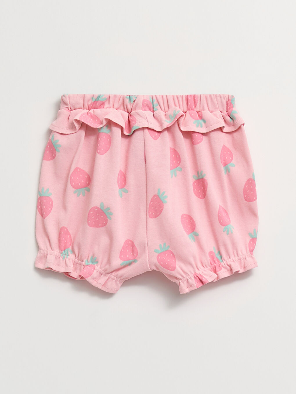 Pembe Bisiklet Yaka Kısa Kollu Baskılı Kız Bebek Çıtçıtlı Body ve Şort 2'li Takım-6