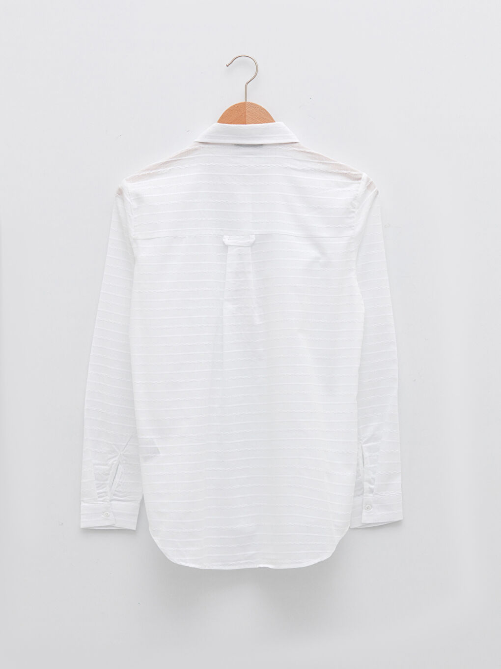 Beyaz Önden Düğme Kapamalı Çizgili Uzun Kollu Poplin Kadın Gömlek-5