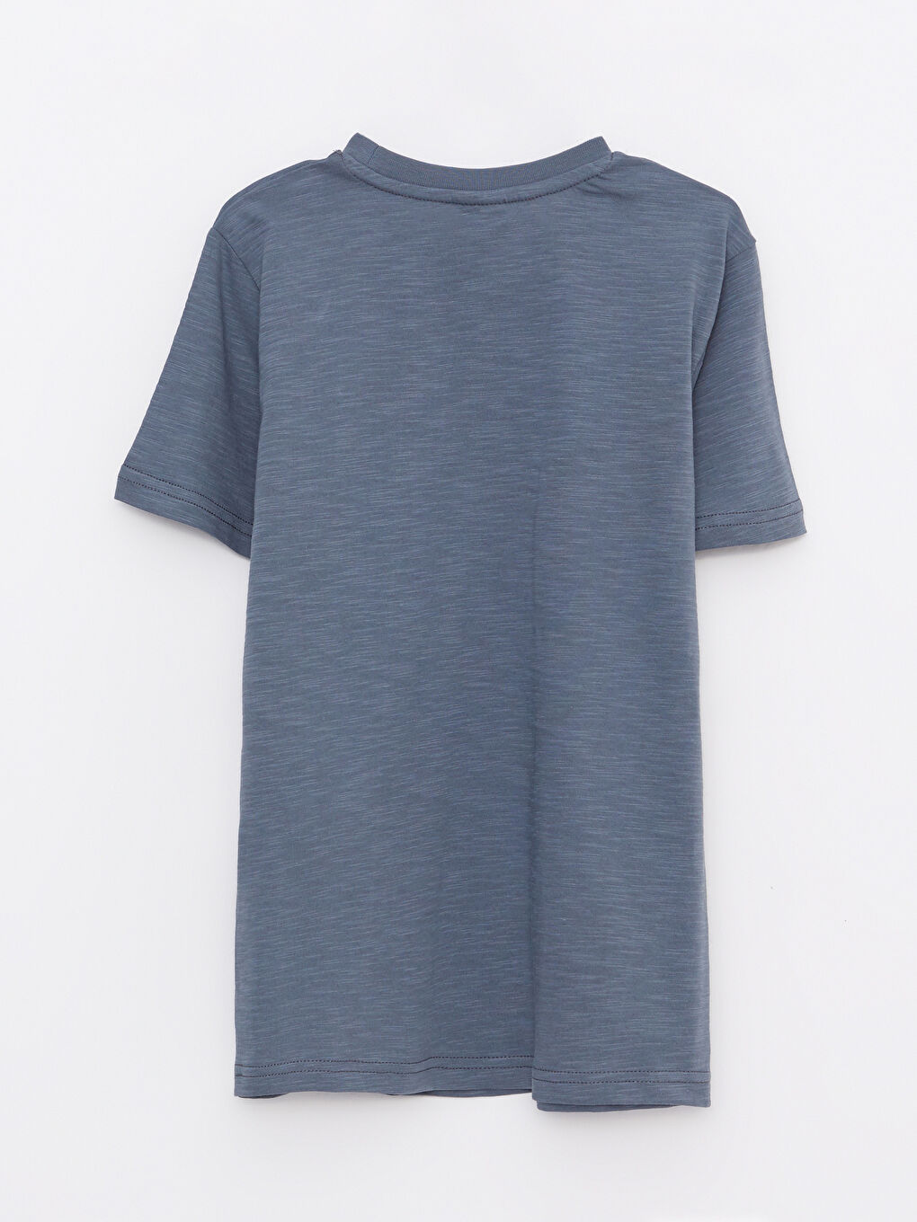 Gri Bisiklet Yaka Baskılı Kısa Kollu Pamuklu Erkek Çocuk Tişört-1