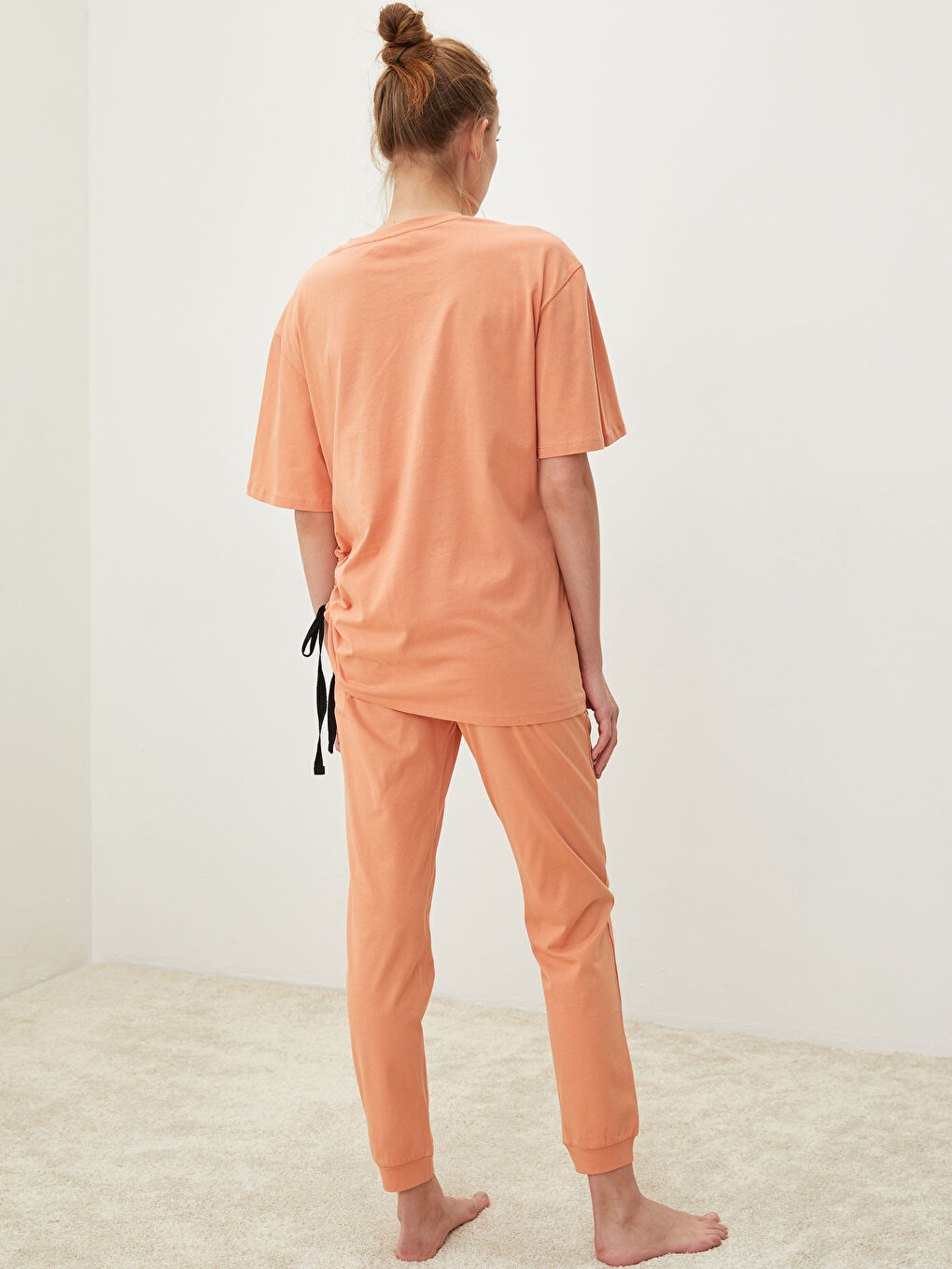 Crew Neck Printed Short Sleeve Cotton Women's Pajama Set-4