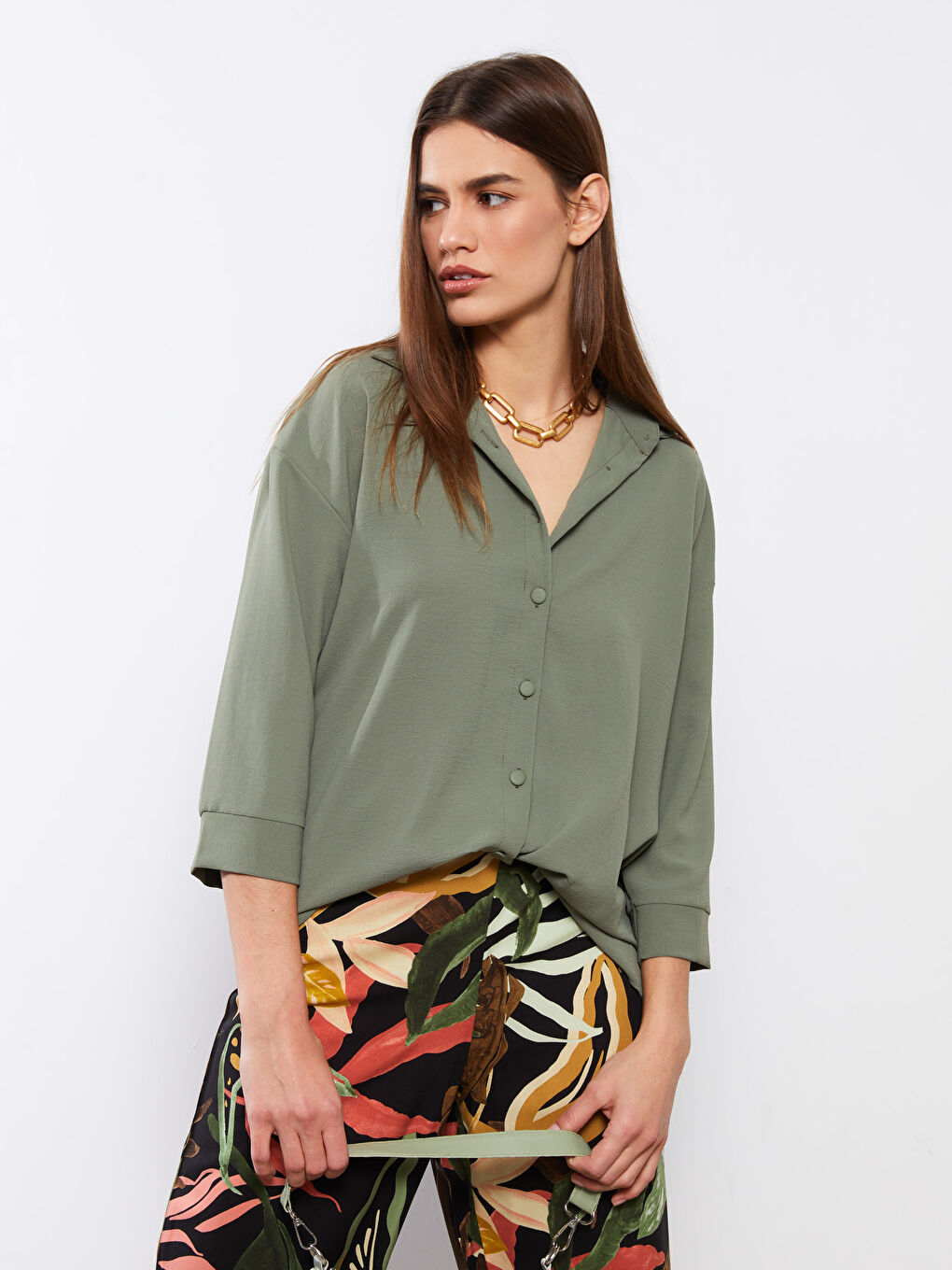 Front Button Closure Women's Shirt