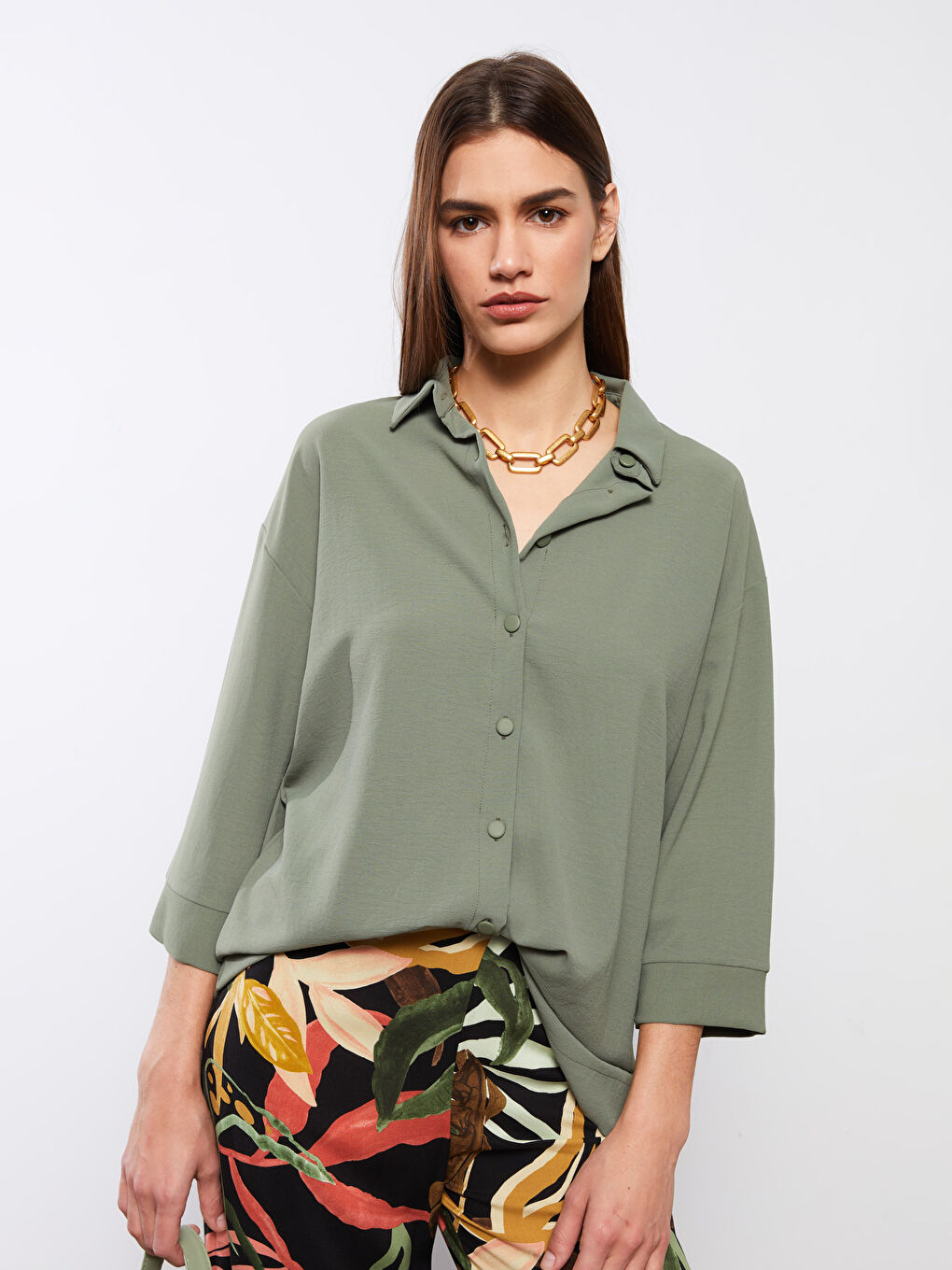 Front Button Closure Women's Shirt-1