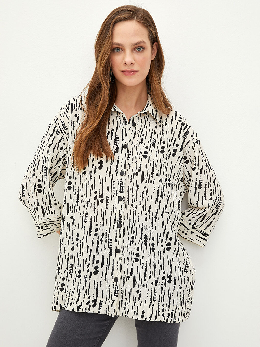 Chemise à Boutons sur le Devant à Motifs pour Femmes