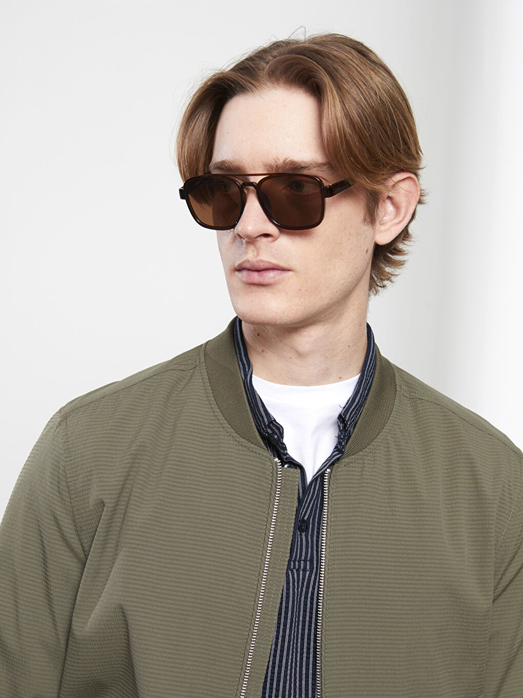 Schlank Geschnitten College-Kragen Bomber Dünner Herrenmantel-2