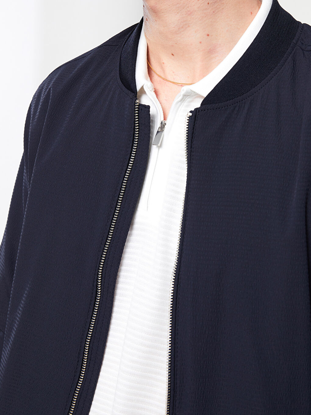 Slim Fit College Collar Bomber Thin Men's Coat-3