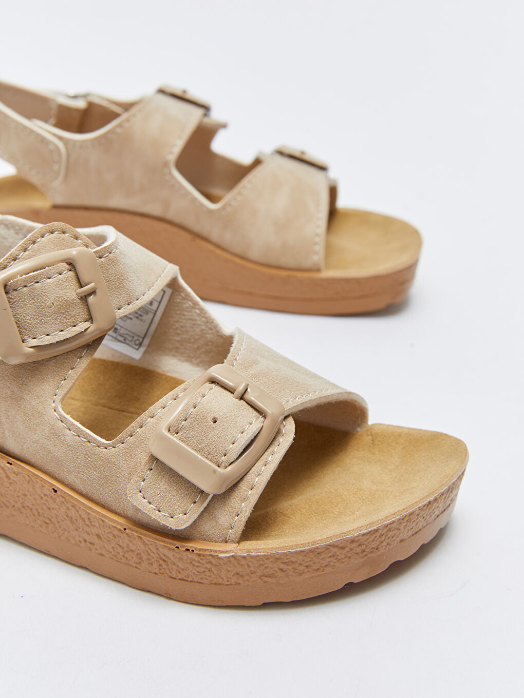 Bej Çift Bantlı Toka Detaylı Erkek Çocuk Sandalet-2