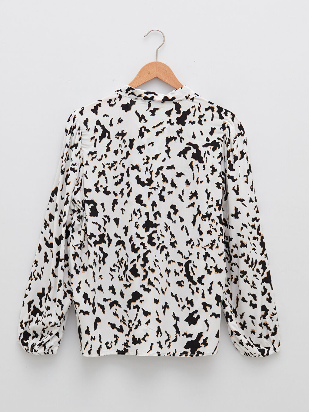 Bluza za Žene od Viskoze s Vezanjem oko Vrata, Uzorkovana, Dugi Rukav-6