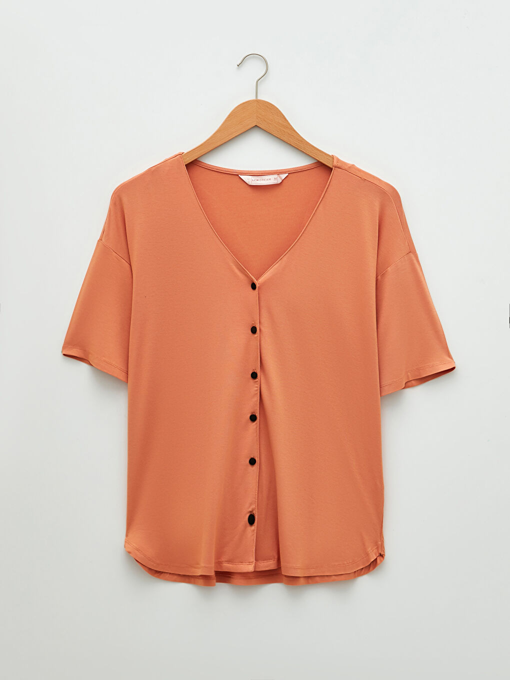 Turuncu V Yaka Kadın Pijama Takımı-6