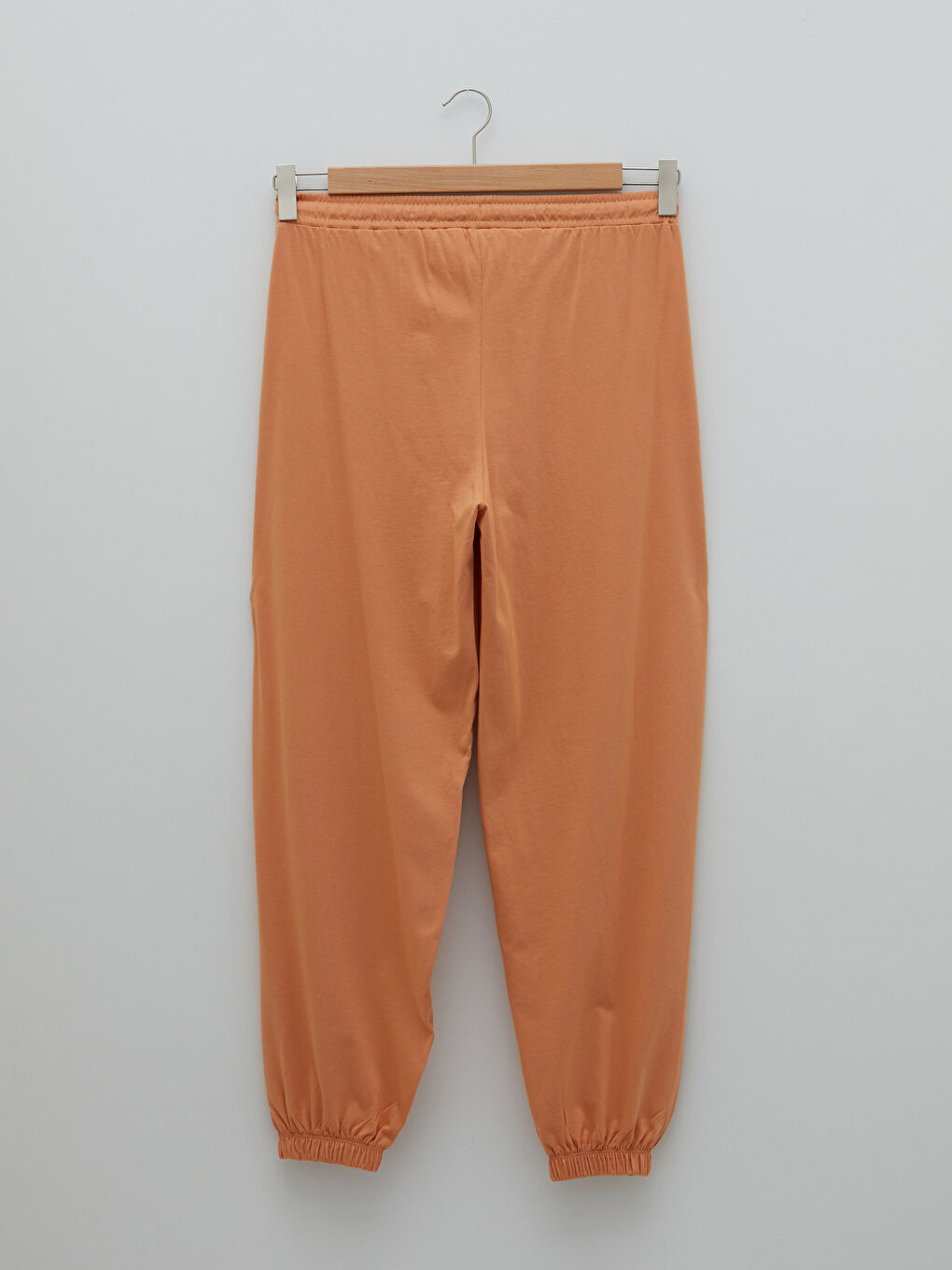 Turuncu Beli Lastikli Düz Cep Detaylı Pamuklu Kadın Jogger Pijama Altı-6