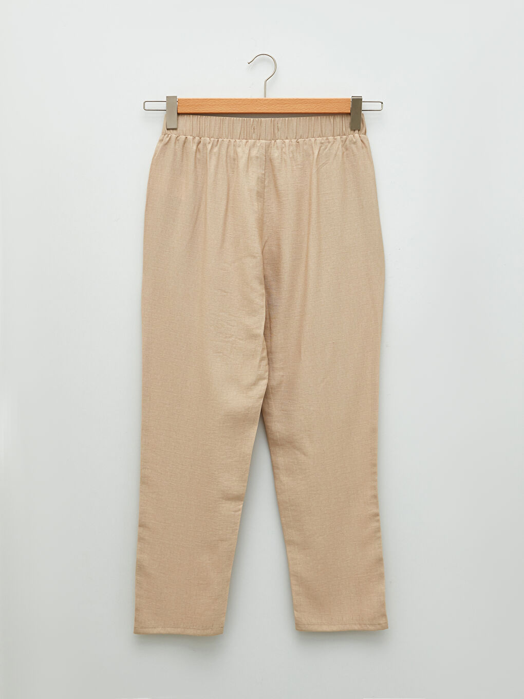 Elastic Waist Comfortable Fit Straight Pocket Women's Trousers Detailed-5