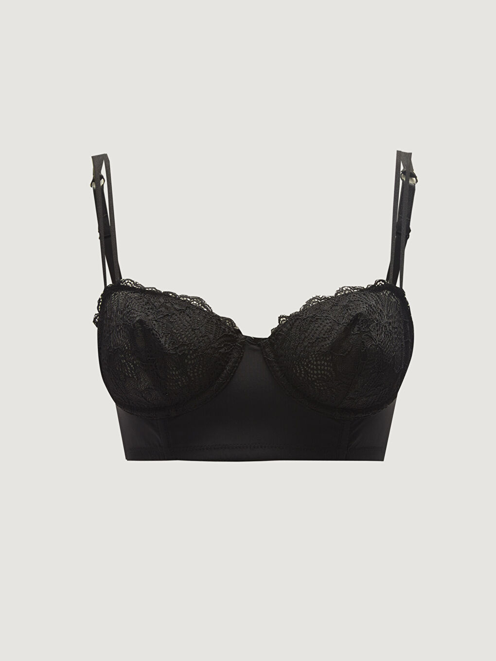 Siyah Balenli Dolgusuz Dantel Detaylı Fantezi Sütyen