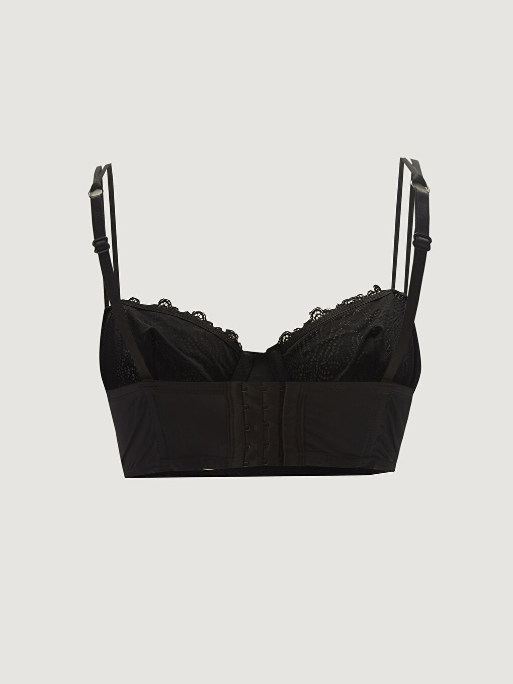 Siyah Balenli Dolgusuz Dantel Detaylı Fantezi Sütyen-1