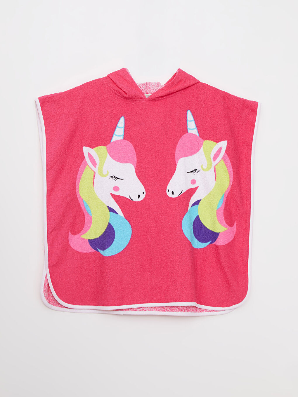 LCW Kids Pembe Kapüşonlu Baskılı Kız Çocuk Pareo