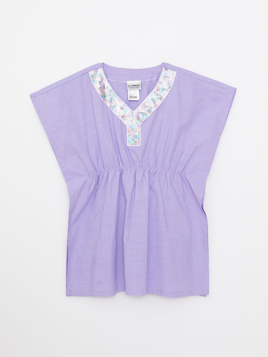 V-Neck Sequin Embroidered Girl Pareo