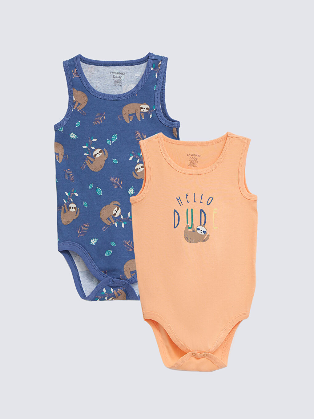 Crew Neck Printed Cotton Baby Boy Body With Snap Fastener 2 Pieces