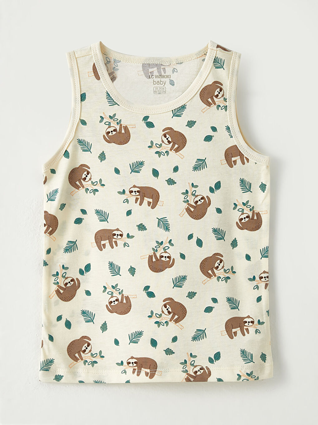 Ekru Bisiklet Yaka Pamuklu Erkek Bebek Atlet 3'lü-2