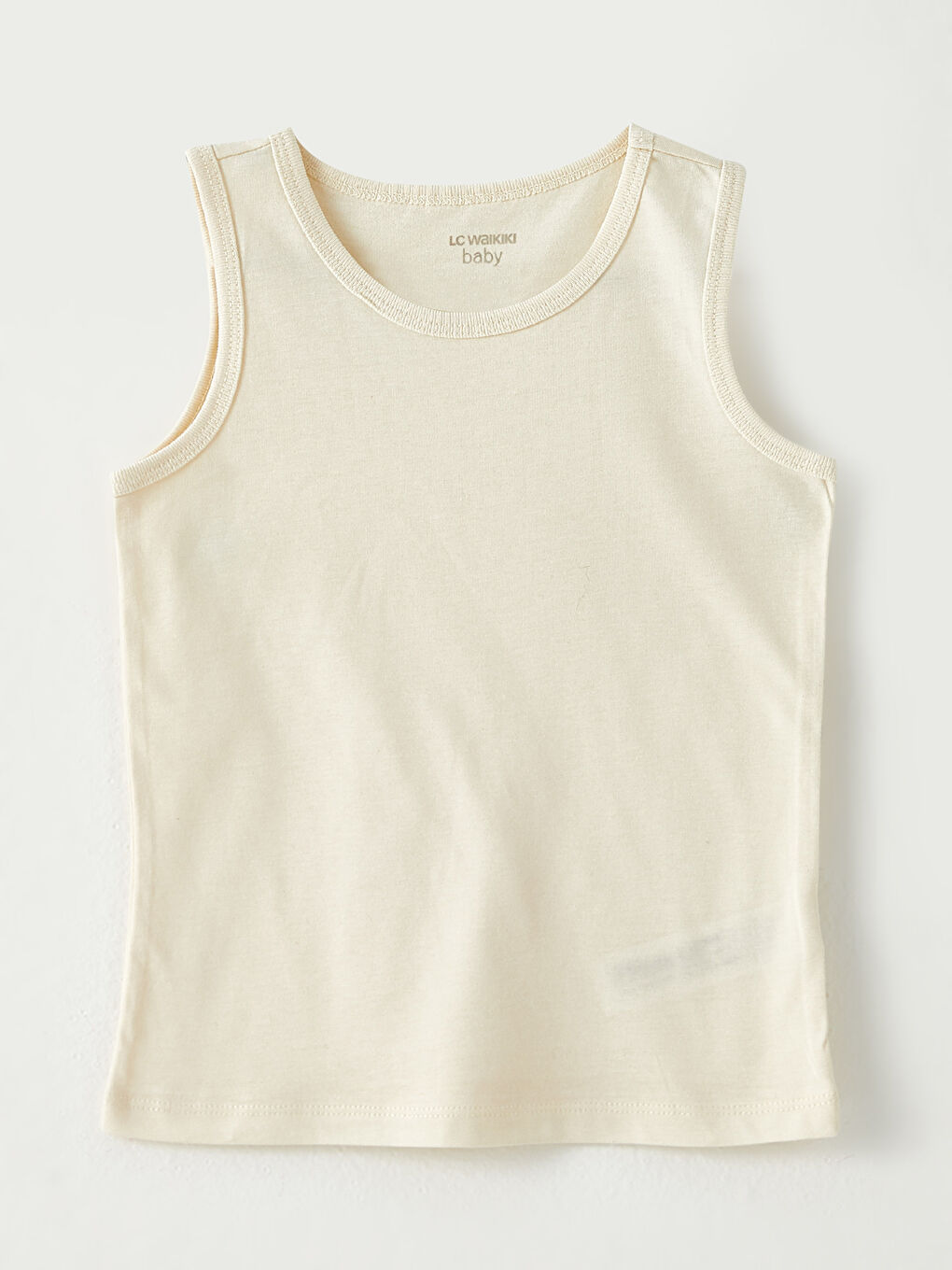 Ekru Bisiklet Yaka Pamuklu Erkek Bebek Atlet 3'lü-4