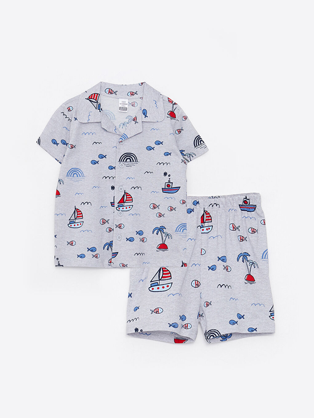 LCW baby Polo Collar Short Sleeve Printed Cotton Baby Boy Pajamas Set -S26293Z1-998