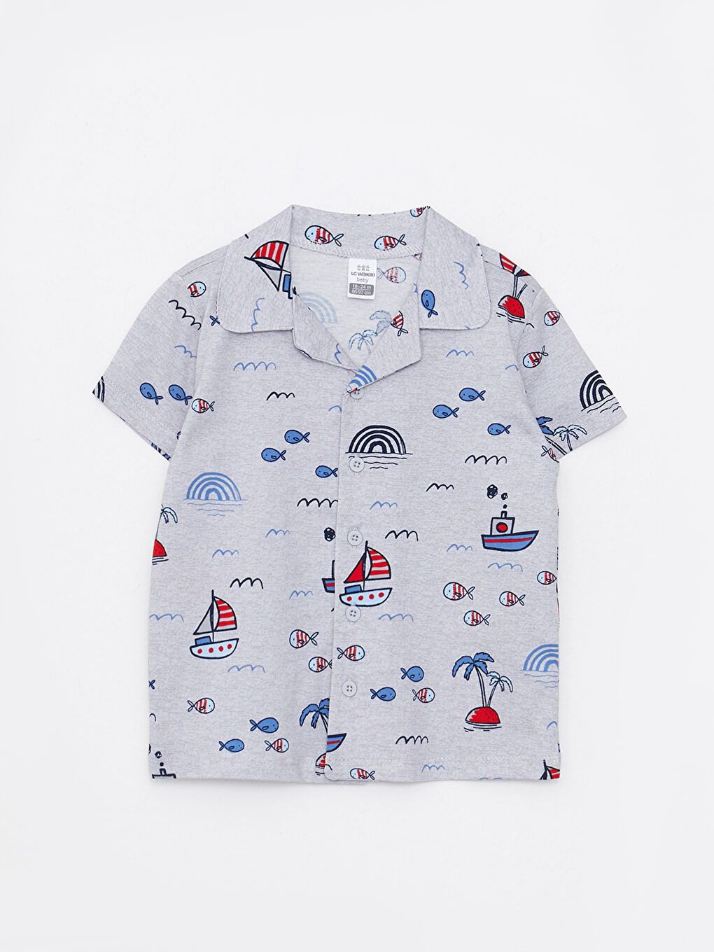 LCW baby Polo Collar Short Sleeve Printed Cotton Baby Boy Pajamas Set -S26293Z1-998