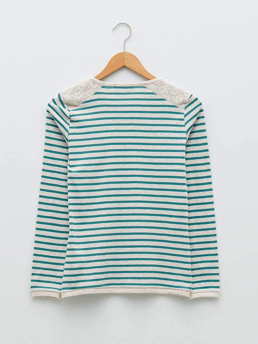 Әйелдерге арналған жолақты ұзын жең футболка-6