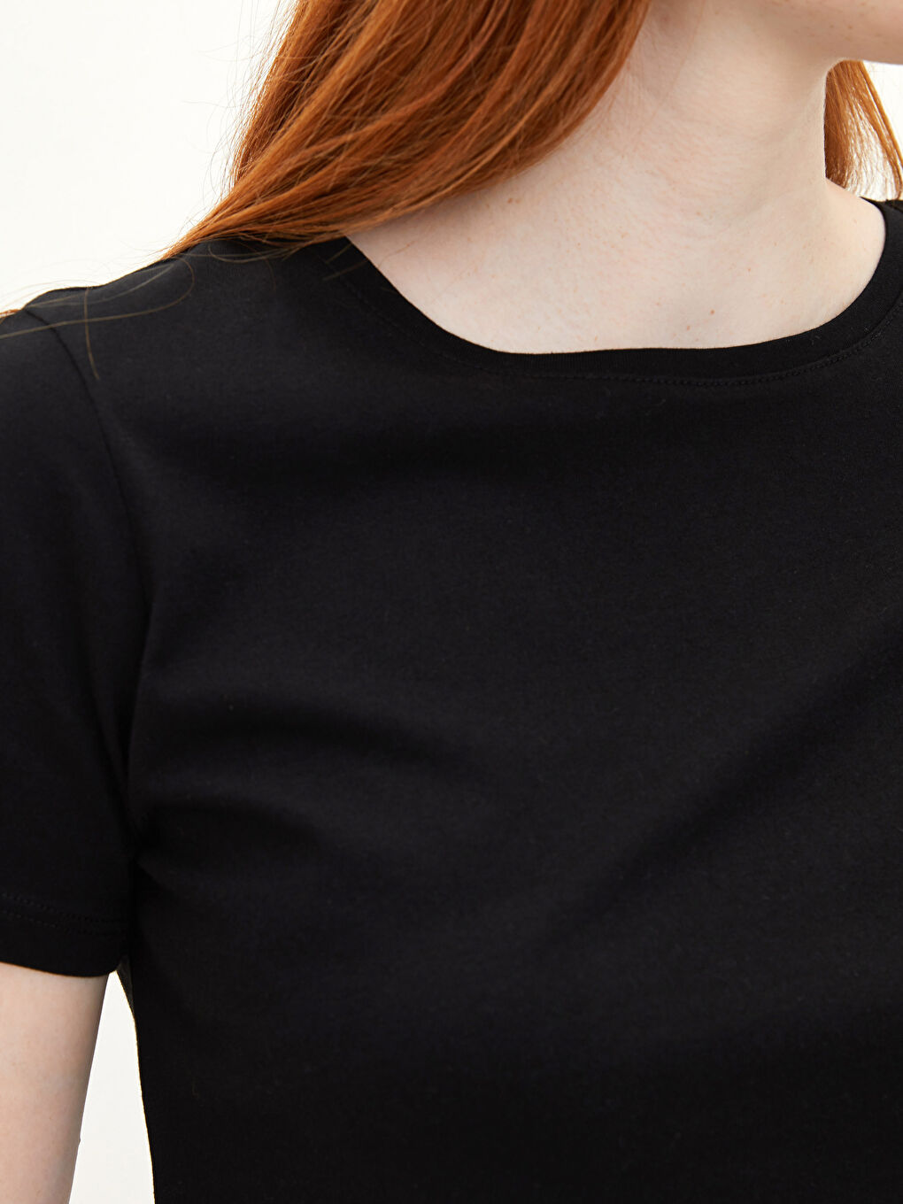 Crew Neck Plain Short Sleeve Women's T-Shirt-3