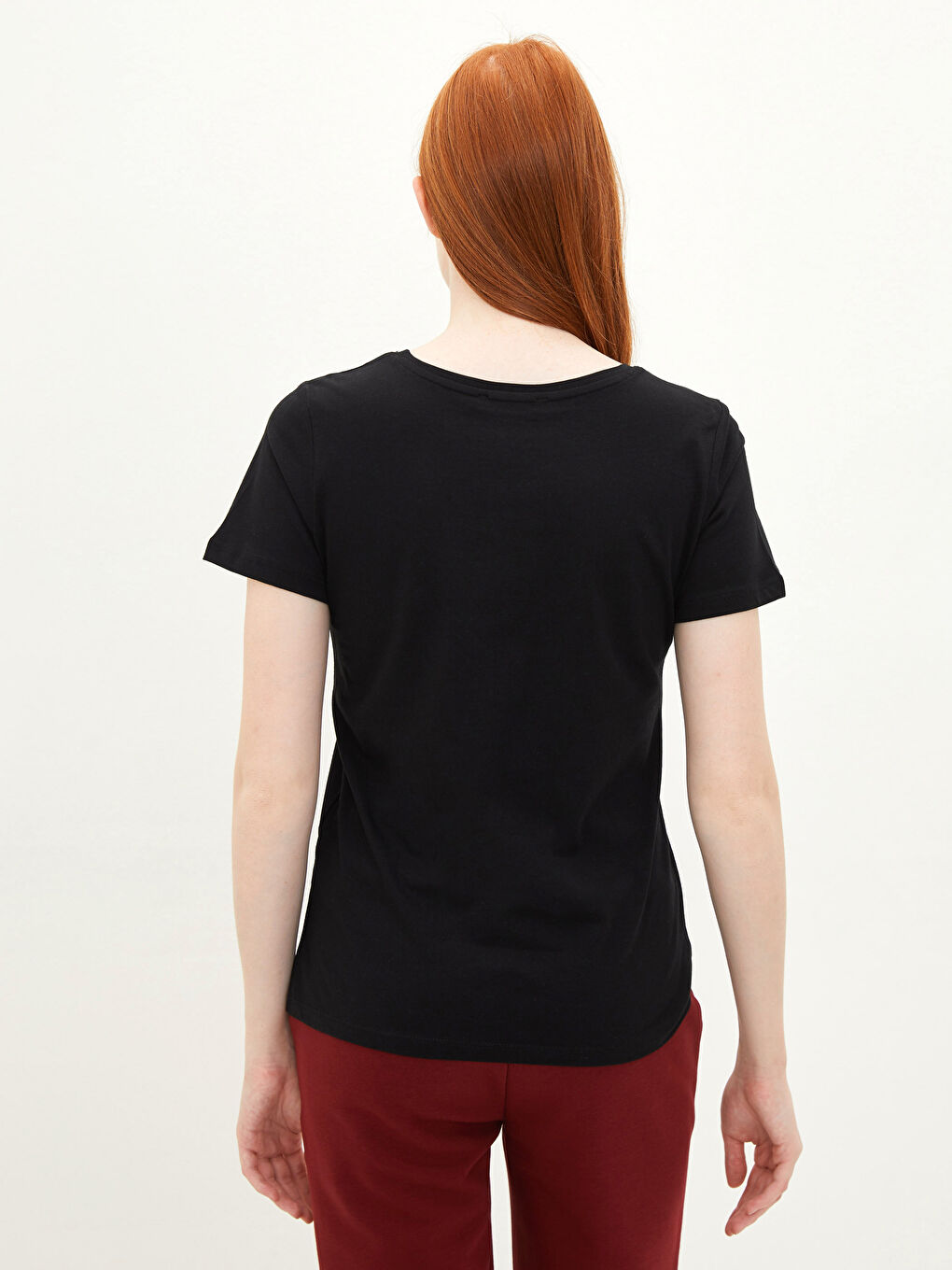 Crew Neck Plain Short Sleeve Women's T-Shirt-4